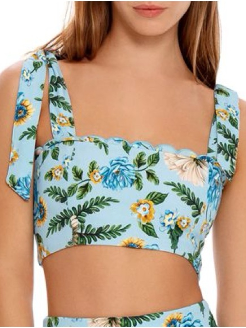 Agua Bendita Scallop Crop Top with Tie Straps
